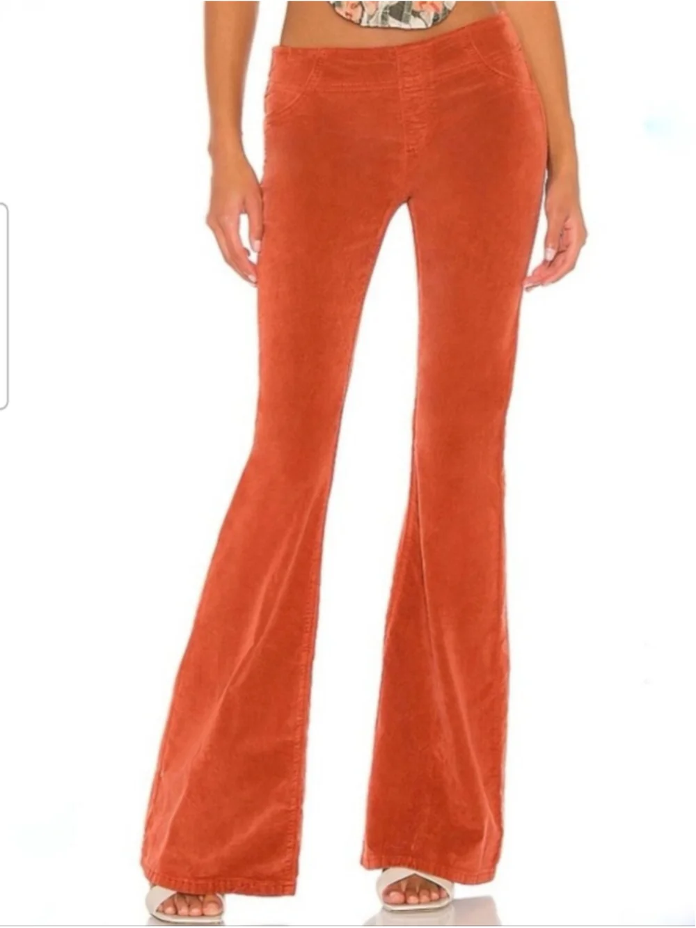 We The Free Low Rise Corduroy Flare Pull On Pants Size 28 Stretchy 70s 60s Bell
